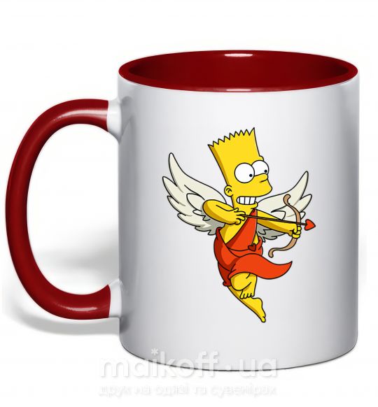 Чашка с цветной ручкой Барт купидон Красный фото