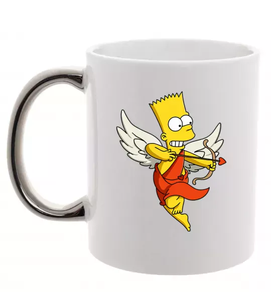 Чашка с цветной ручкой Барт купідон Серебро фото