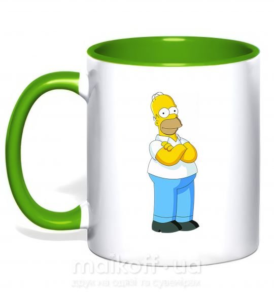 Чашка с цветной ручкой Гомер крут Зеленый фото