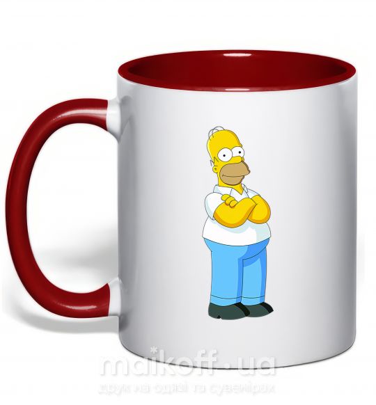 Чашка з кольоровою ручкою Гомер крут Червоний фото