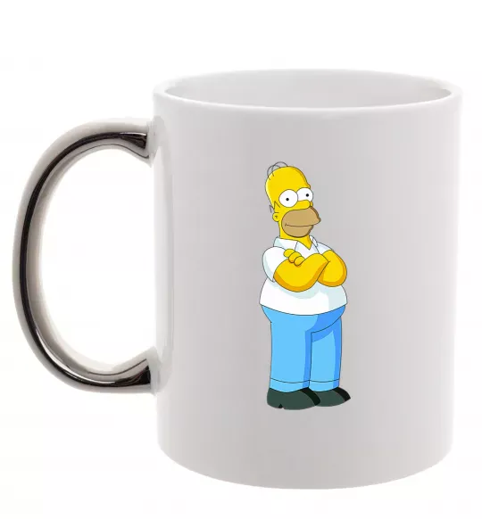 Чашка с цветной ручкой Гомер Серебро фото