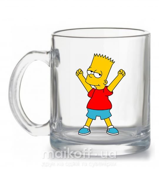 Чашка стеклянная Барт победитель Прозрачный фото