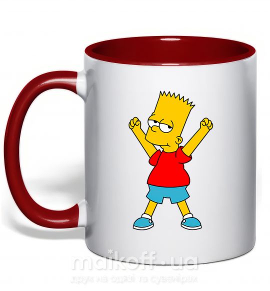 Чашка з кольоровою ручкою Барт победитель Червоний фото