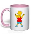 Чашка з кольоровою ручкою Барт победитель Ніжно рожевий фото