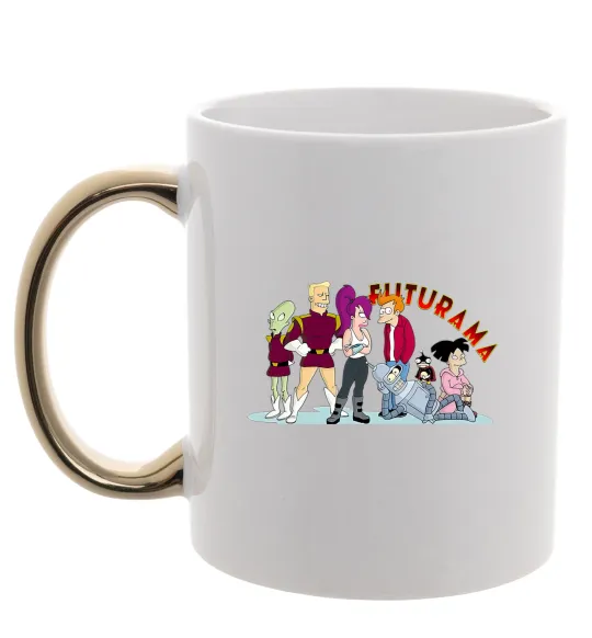 Чашка с цветной ручкой Герої Футурами Золото фото