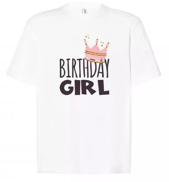 Футболка Оверсайз Birthday girl crown Білий фото