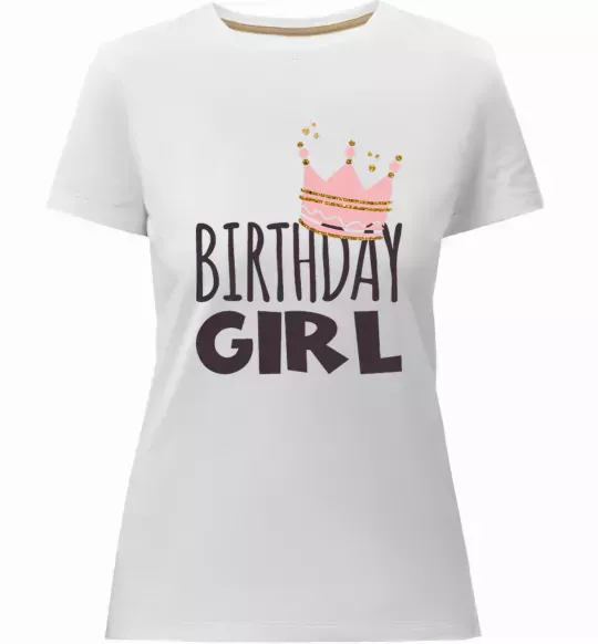 Жіноча преміум футболка Birthday girl crown Білий фото