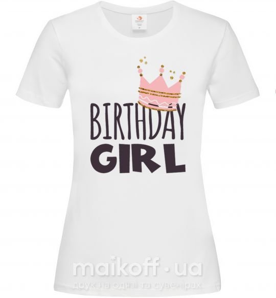 Жіноча футболка Birthday girl crown Білий фото