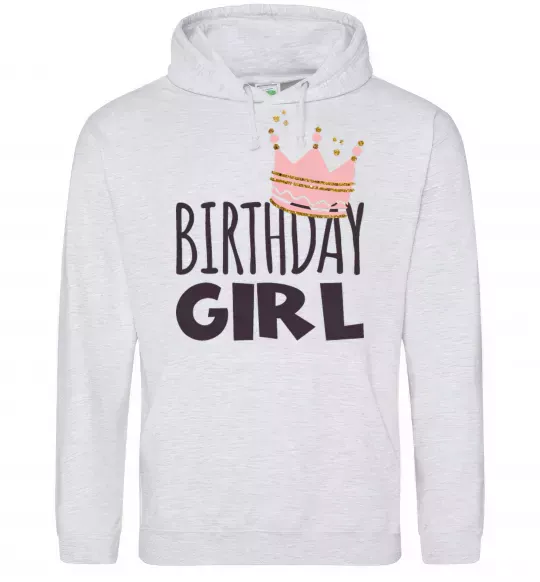 Жіноча толстовка (худі) Birthday girl crown Сірий меланж фото