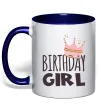 Чашка с цветной ручкой Birthday girl crown Глубокий темно-синий фото