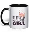 Чашка з кольоровою ручкою Birthday girl crown Чорний фото