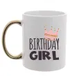 Чашка с цветной ручкой Birthday girl crown Золото фото