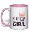 Чашка з кольоровою ручкою Birthday girl crown Ніжно рожевий фото