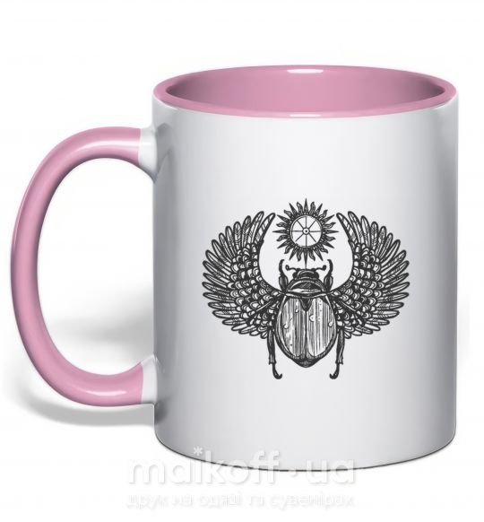 Чашка з кольоровою ручкою Скарабей Ніжно рожевий фото