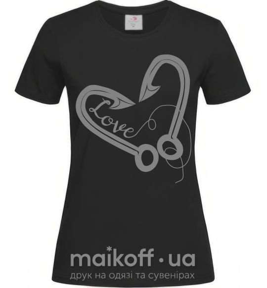 Женская футболка Сердечко из крючков Черный фото