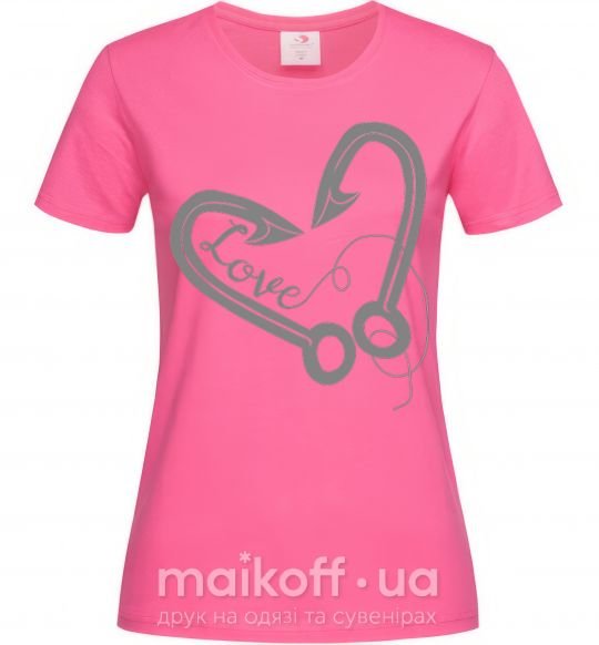 Жіноча футболка Сердечко из крючков Яскраво-рожевий фото