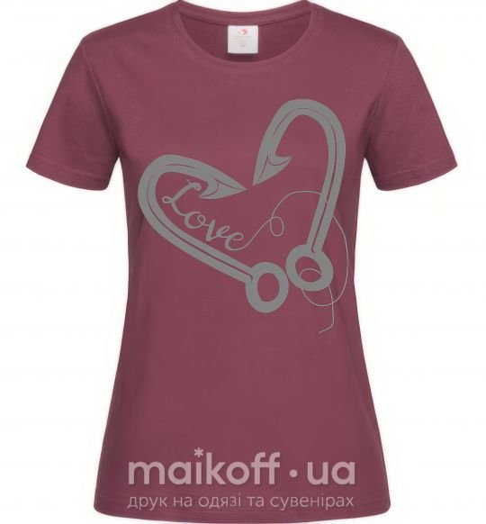 Женская футболка Сердечко из крючков Бордовый фото