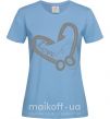 Жіноча футболка Сердечко из крючков Блакитний фото
