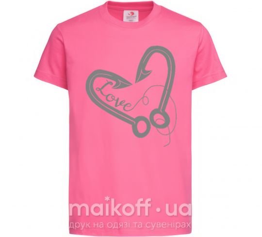 Детская футболка Сердечко из крючков Ярко-розовый фото