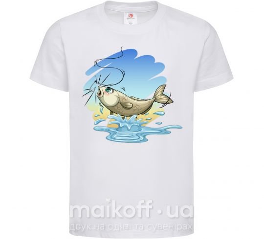 Детская футболка Рыбалка на крючке Белый фото