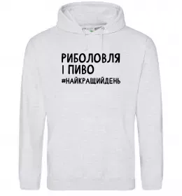 Жіноча толстовка (худі) Риболовля і пиво Сірий меланж фото