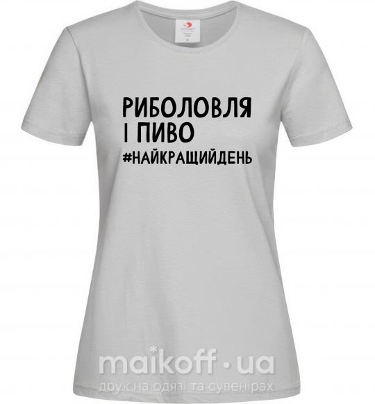 Жіноча футболка Риболовля і пиво Сірий фото