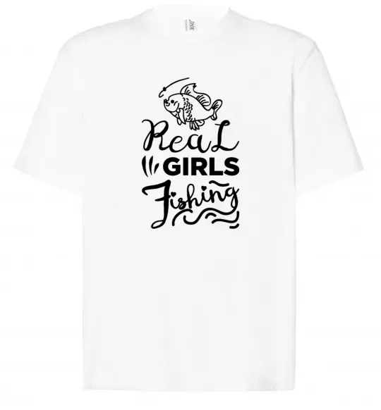 Футболка Оверсайз Real girls fishing Белый фото