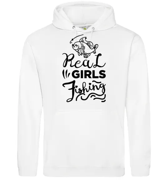 Жіноча толстовка (худі) Real girls fishing Білий фото