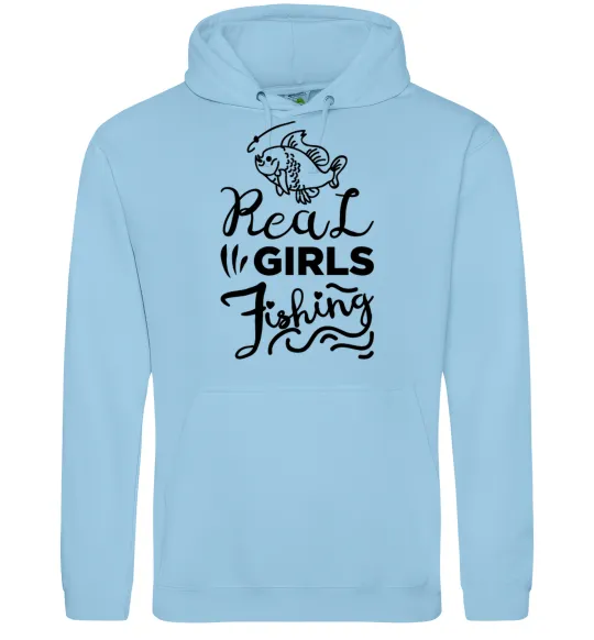 Жіноча толстовка (худі) Real girls fishing Блакитний фото