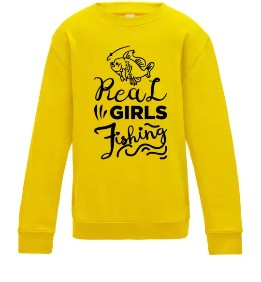 Дитячий світшот Real girls fishing Сонячно жовтий фото