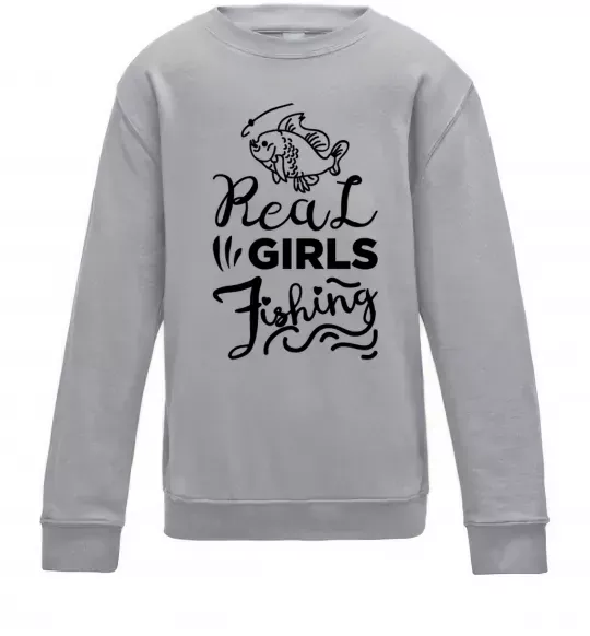 Дитячий світшот Real girls fishing Сірий меланж фото