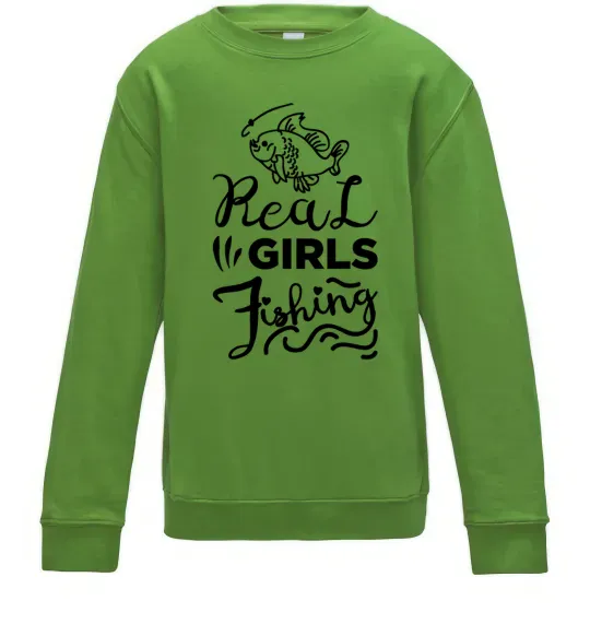 Дитячий світшот Real girls fishing Лаймовий фото