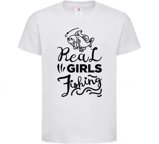 Дитяча футболка Real girls fishing Білий фото