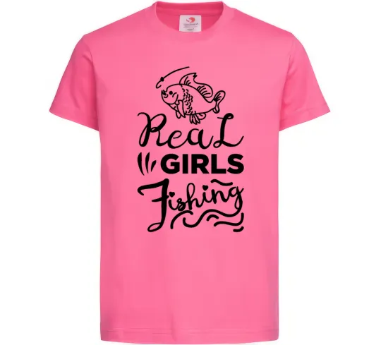 Дитяча футболка Real girls fishing Яскраво-рожевий фото
