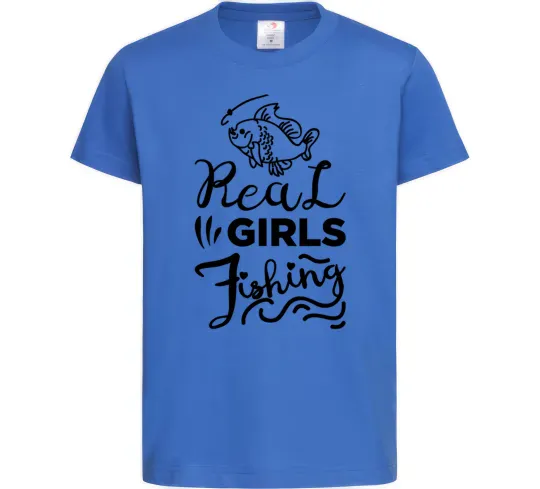 Дитяча футболка Real girls fishing Яскраво-синій фото