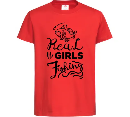 Дитяча футболка Real girls fishing Червоний фото