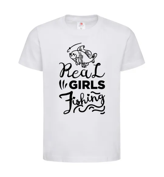 Дитяча футболка Real girls fishing Білий фото