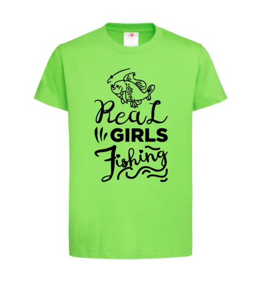 Дитяча футболка Real girls fishing Лаймовий фото