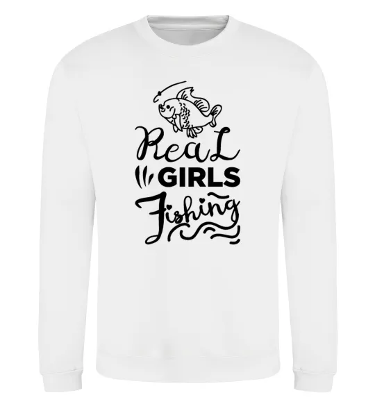 Світшот Real girls fishing Білий фото