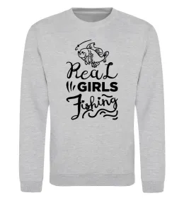 Свитшот Real girls fishing Серый меланж фото