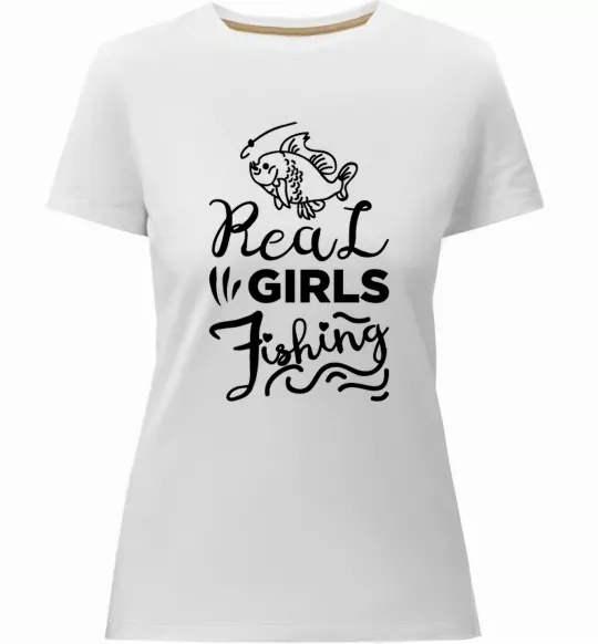 Жіноча преміум футболка Real girls fishing Білий фото