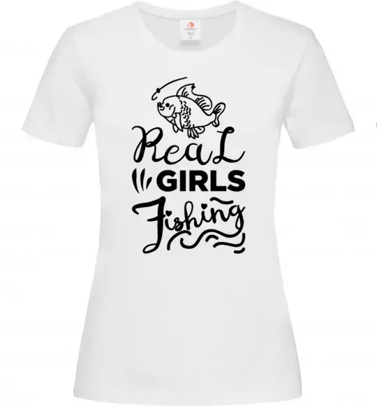 Жіноча футболка Real girls fishing Білий фото