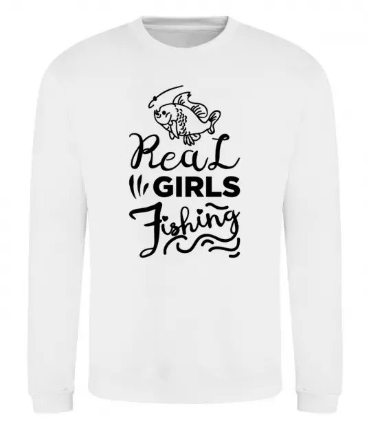 Світшот Real girls fishing Білий фото