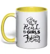 Чашка з кольоровою ручкою Real girls fishing Сонячно жовтий фото