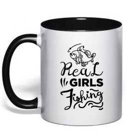 Чашка с цветной ручкой Real girls fishing