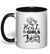 Чашка з кольоровою ручкою Real girls fishing Чорний фото