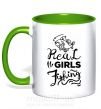 Чашка с цветной ручкой Real girls fishing Зеленый фото