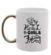 Чашка з кольоровою ручкою Real girls fishing Золото фото