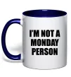 Чашка с цветной ручкой I'm not a monday person Глубокий темно-синий фото