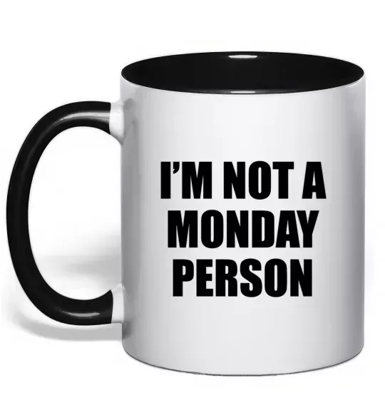 Чашка с цветной ручкой I'm not a monday person Черный фото